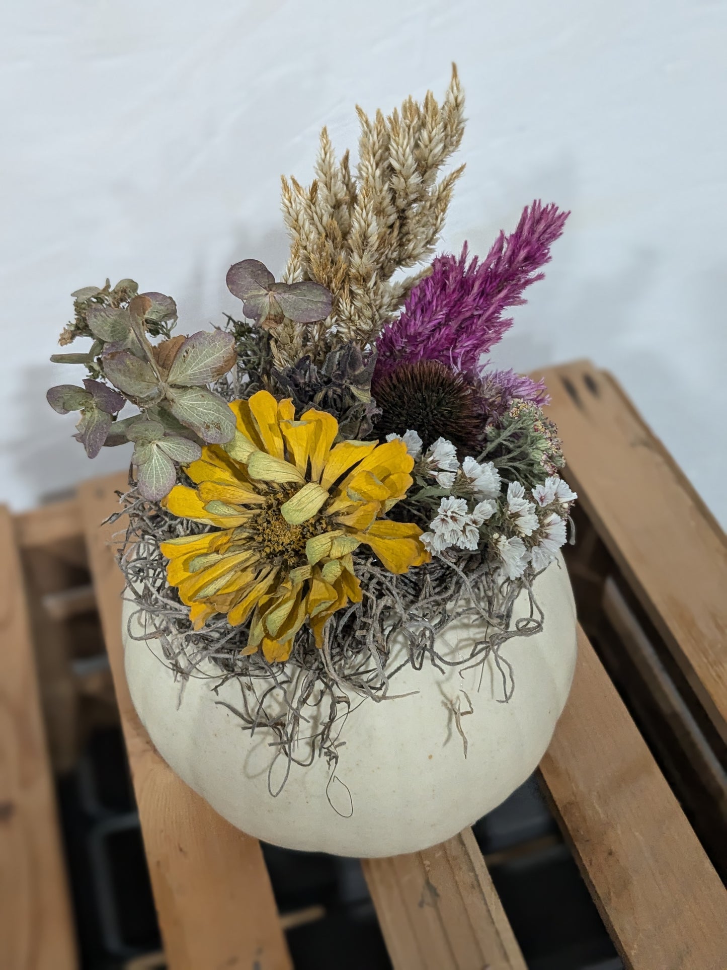 Dried Flower Pumpkin Centerpiece