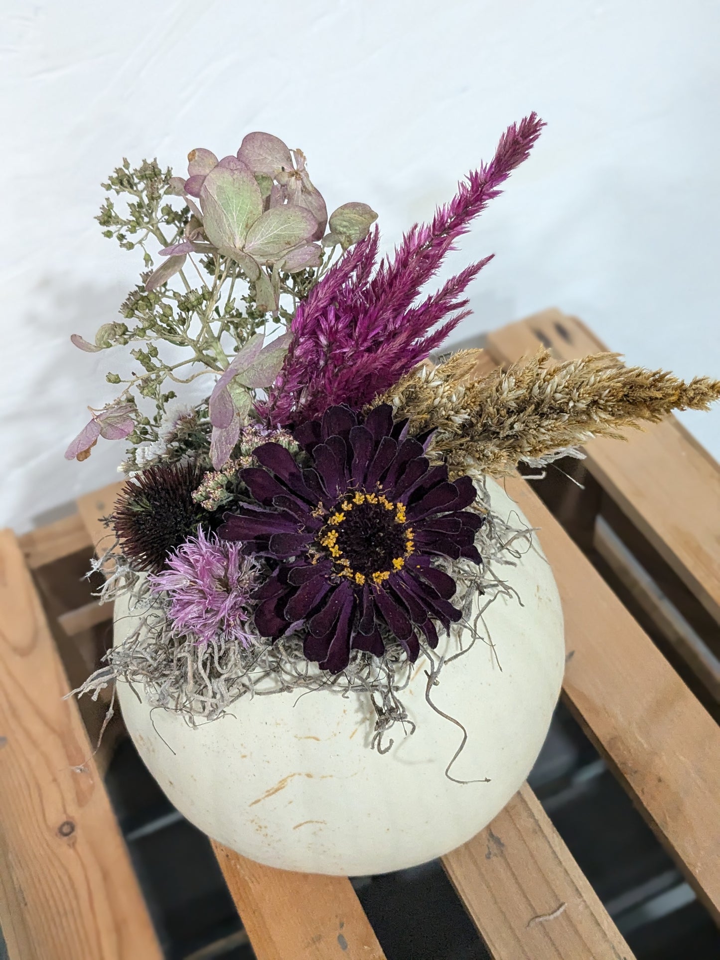 Dried Flower Pumpkin Centerpiece