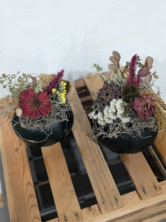 Dried Flower Pumpkin Centerpiece