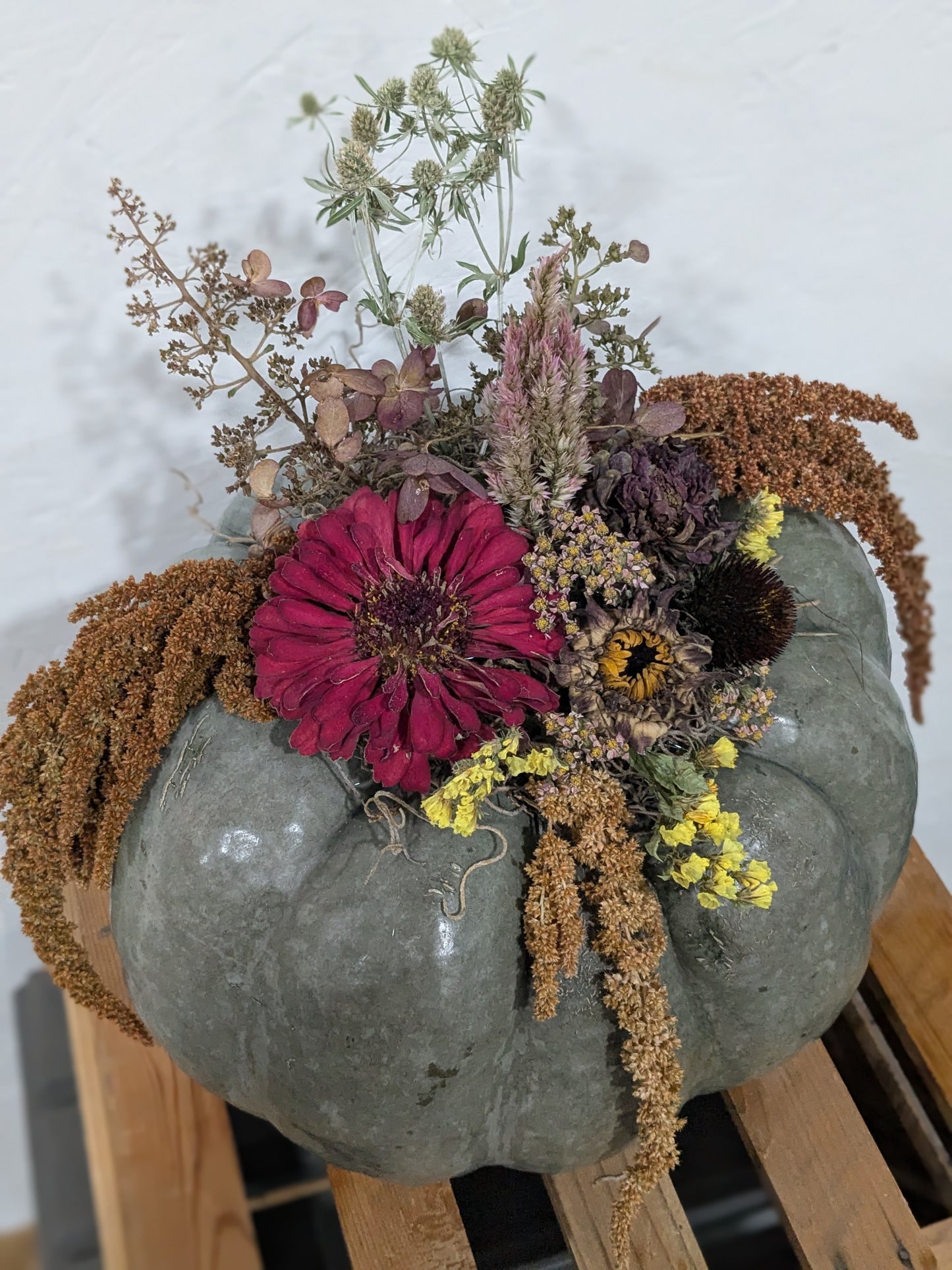 Dried Flower Pumpkin Centerpiece