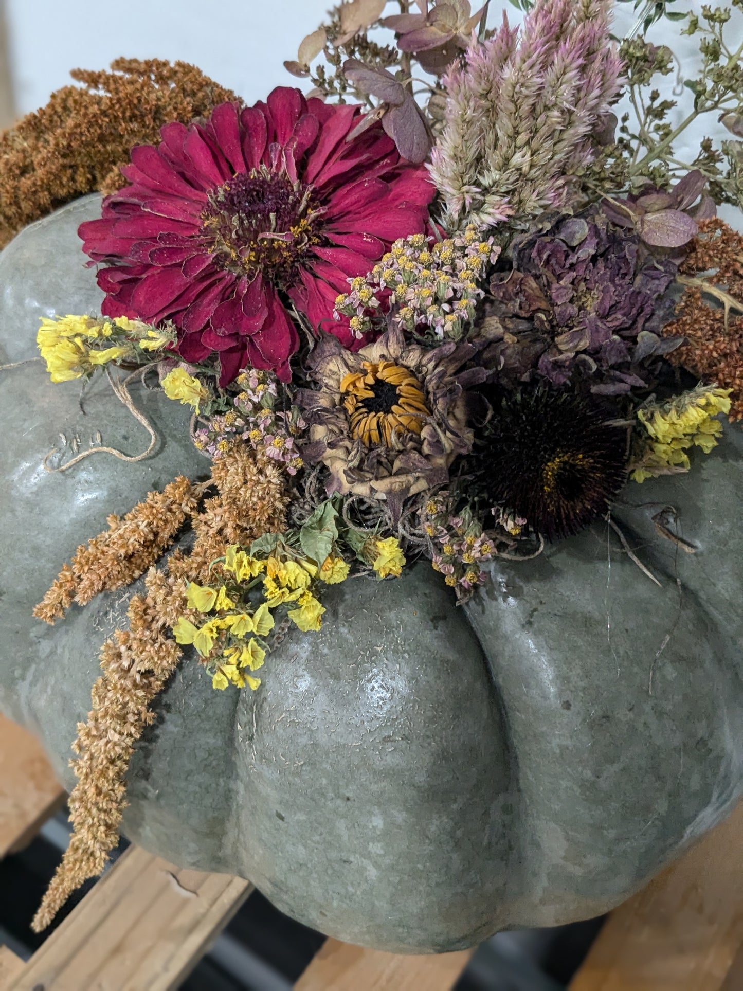 Dried Flower Pumpkin Centerpiece