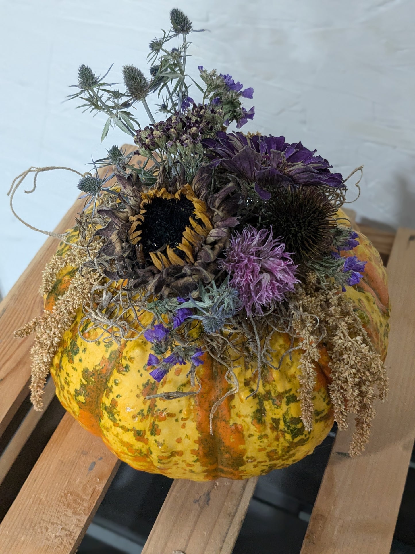 Dried Flower Pumpkin Centerpiece