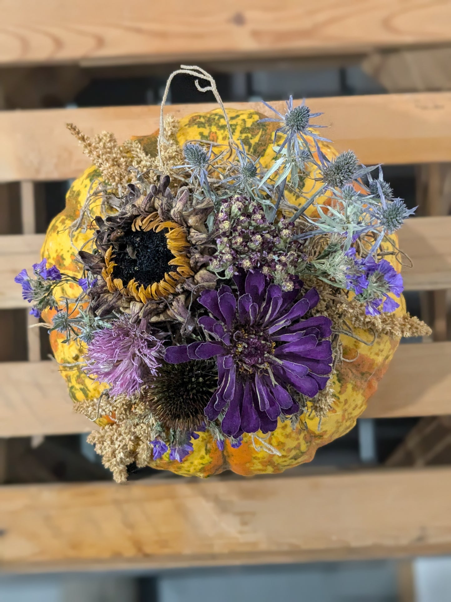 Dried Flower Pumpkin Centerpiece