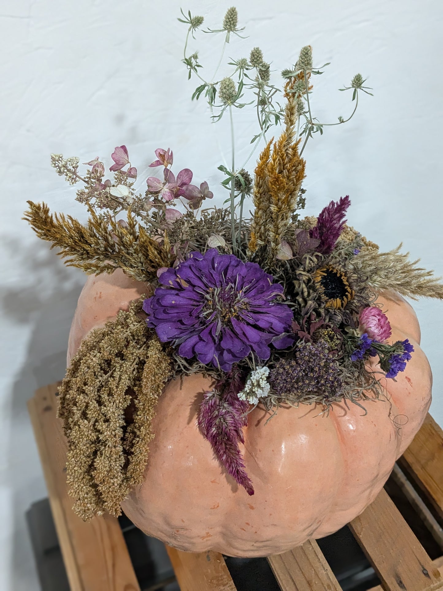 Dried Flower Pumpkin Centerpiece